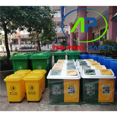 Thùng phân loại rác 2 ngăn composite